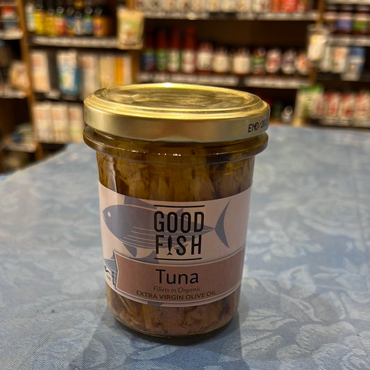 Good fish-tuna fillets in organic extra virgin Olive oil-195g