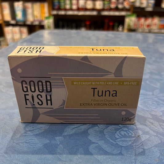 Good fish-tuna fillets in organic extra virgin Olive oil-120g